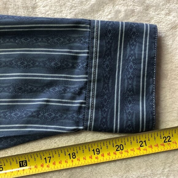 AGE Of Wisdom Blue Stripe Pearl Snap Button Down Shirt Size XL - Picture 7 of 9